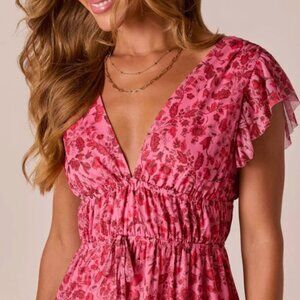 VICI Private Island V-Neck Floral Maxi Dress - Red Floral